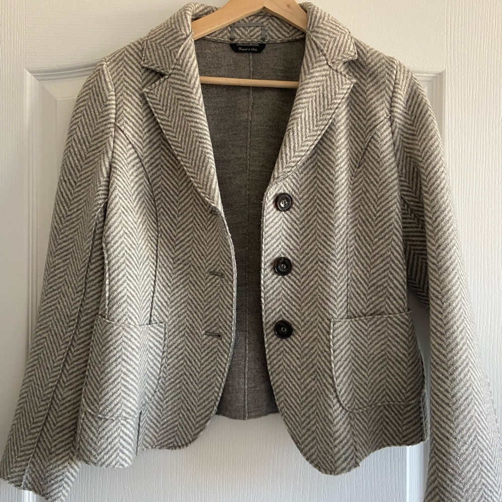 Gray Herringbone Blazer